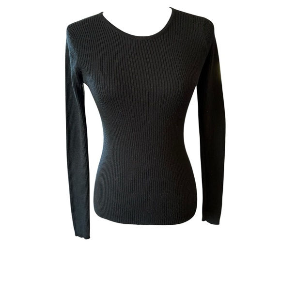 Casual Corner Black Ribbed Crew Neck Sweater - Picture 1 of 2